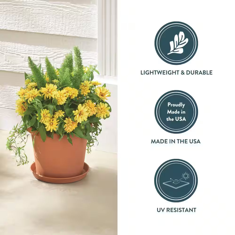 Antonella Medium Clay Plastic Planter with Drainage Hole (10 In. L X 10 In. W X 8 In. H)