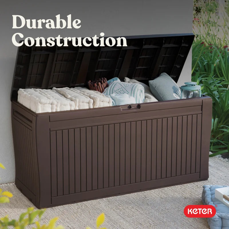 Comfy 71 Gallon Durable Resin Outdoor Storage and Organization Deck Box Ideal for Garden Patio Furniture and Supplies (Choose Color)