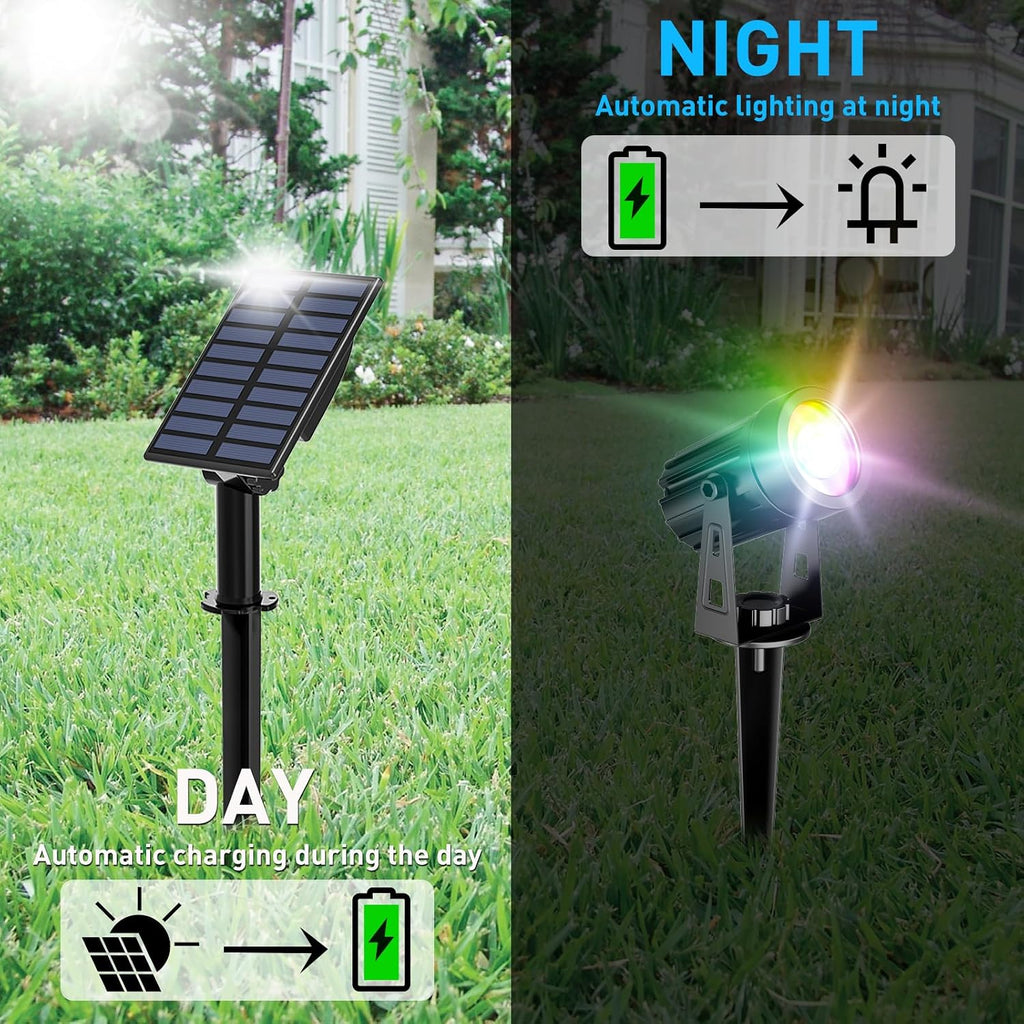 Color Changing Solar Spot Lights Outdoor, Outdoor Waterproof RGB Landcape Spotlights, Dusk to Dawn Solar Lights for Garden, Pond, Yard, Trees, Pathway(Rgb)