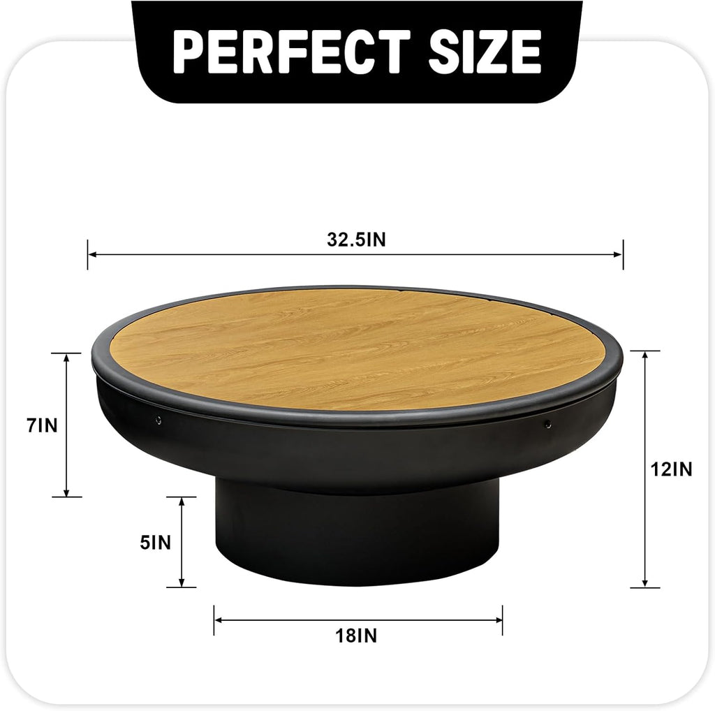 32In Fire Pit Table with Lid,Heavy Duty and Deep Fire Bowl,Outdoor Wood Burning BBQ Grill Firepit Bowl with Cover Lid, Fire Pit for outside Table for Backyard Bonfire Patio Picnic