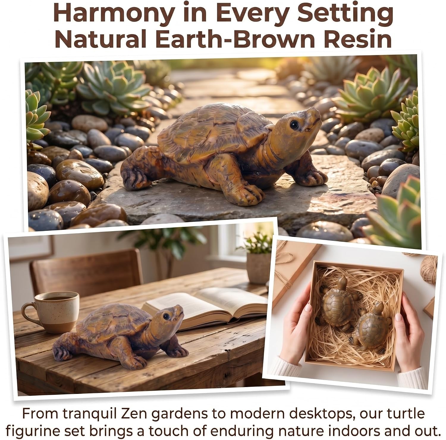 2 Pack Turtle Statue, Outdoor Garden Turtles Decor, Tortoise Figurine for Yard, Pond, Patio, Lawn, Outdoor Animal Statues & Garden Figurines
