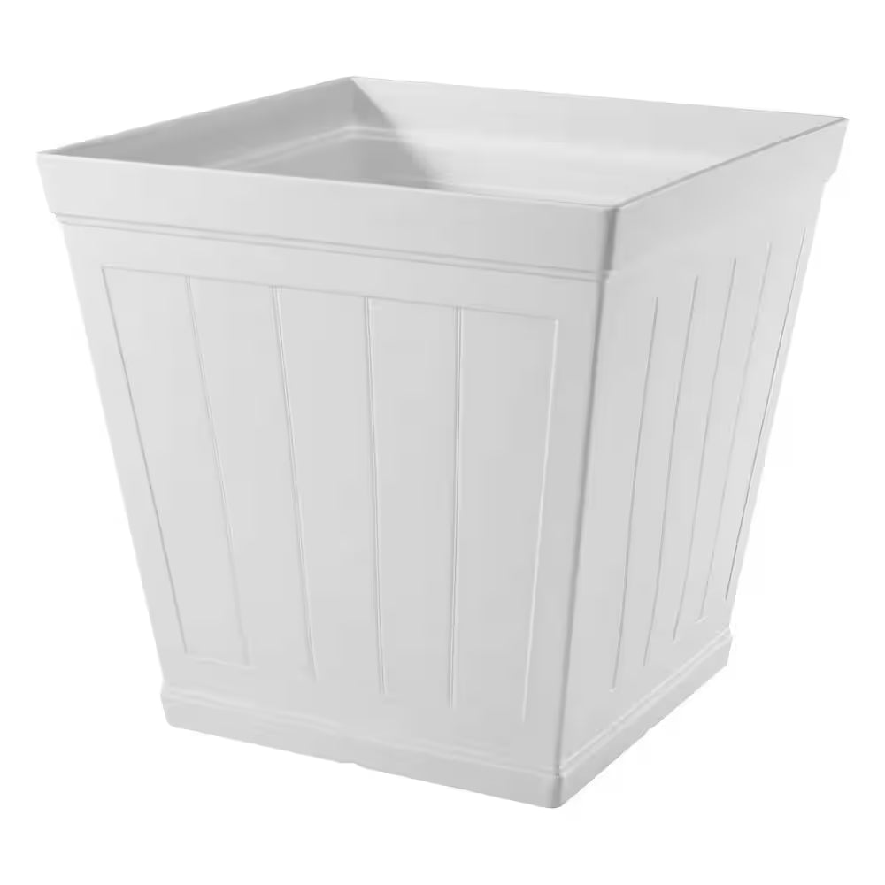 Eden Large White Resin Lightweight Square Planter (20 In. L X 20 In. W X 20 In. H)