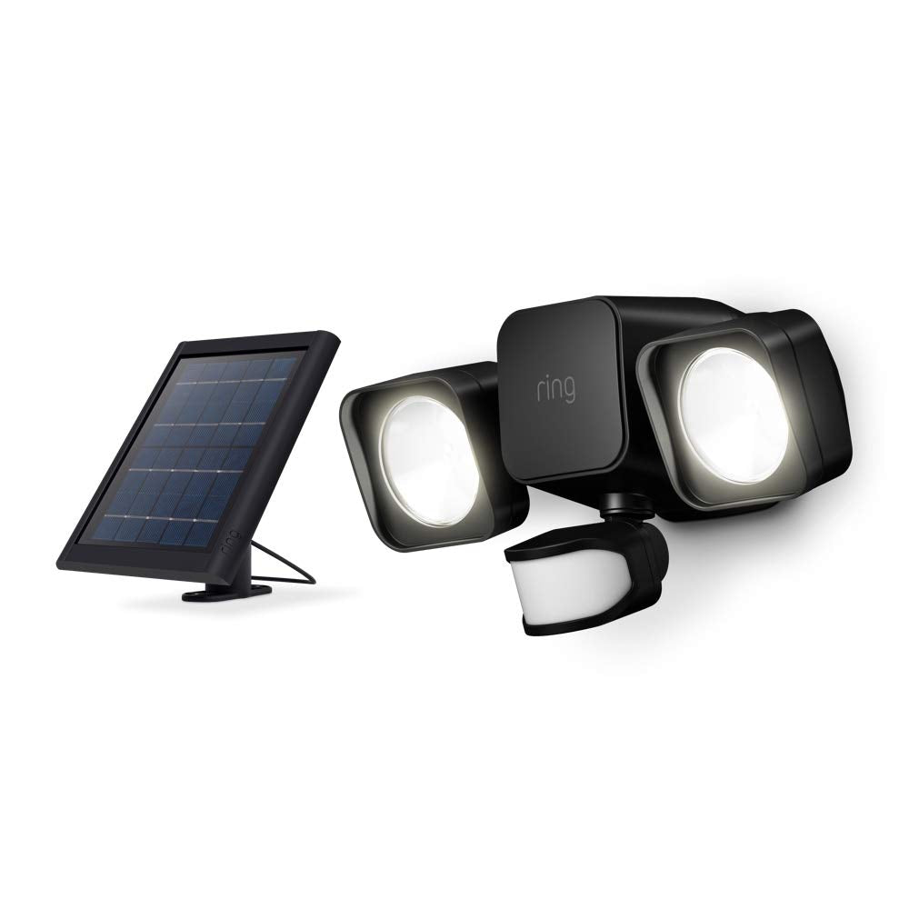 Solar Floodlight -- Outdoor Motion-Sensor Security Light, Black (Bridge Required)