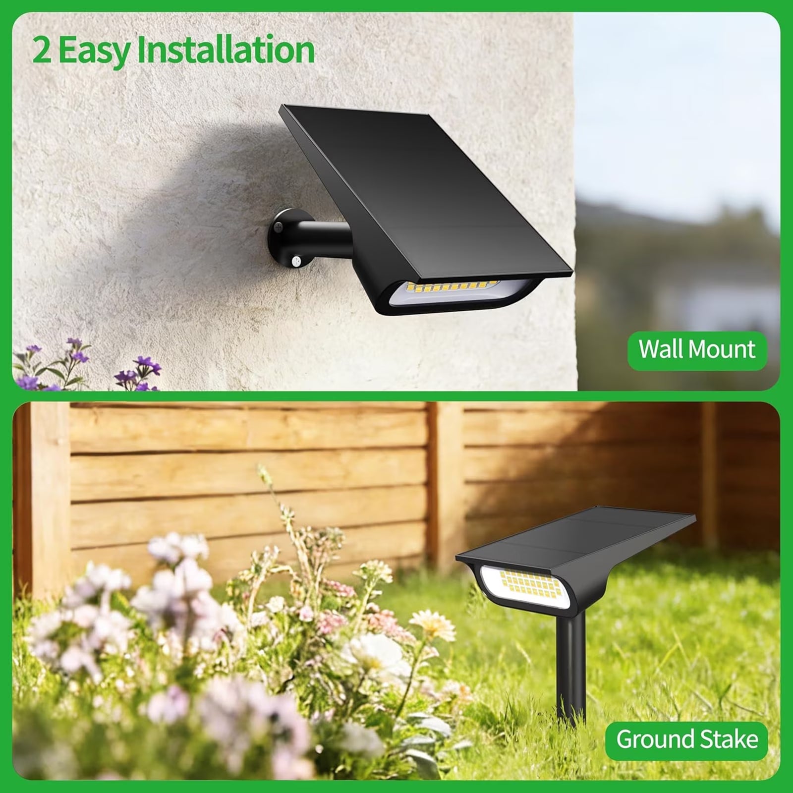 2PCS 4000Mah Solar Pathway Lights Waterproof Security Lights Outdoor Landscape Lights with Remote Control for Garden Walkway Tree