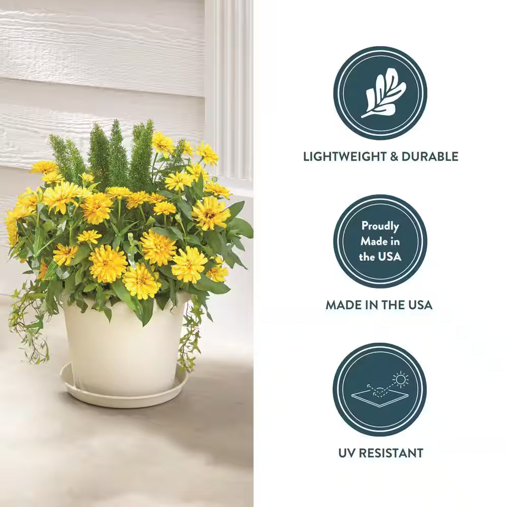 Antonella Medium Cottage Stone Plastic Planter with Drainage Hole (10 In. L X 10 In. W X 8 In. H)