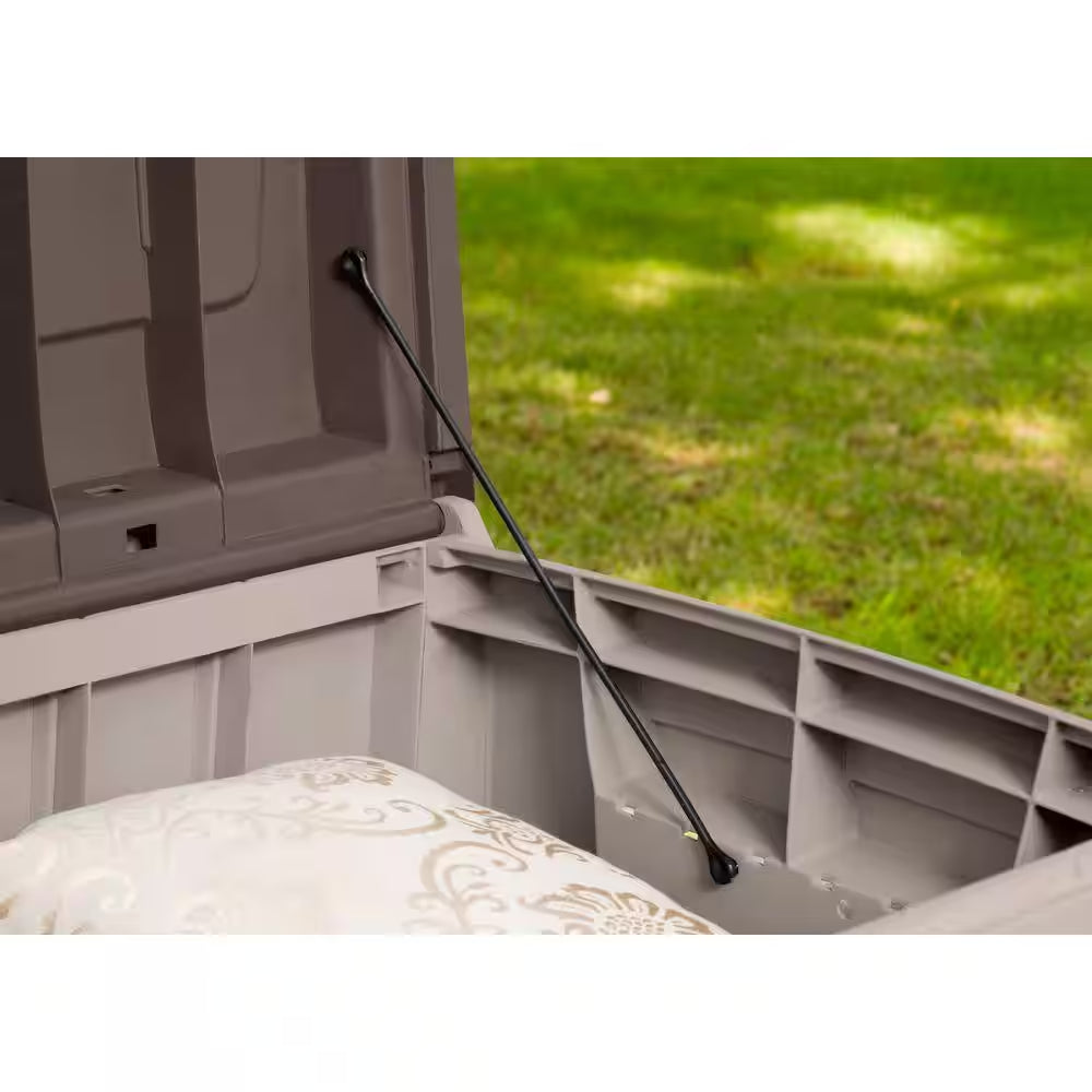 Novel 90 Gal. Durable Weatherproof Resin Brown Deck Box Organization and Storage for Outdoor Patio and Lawn