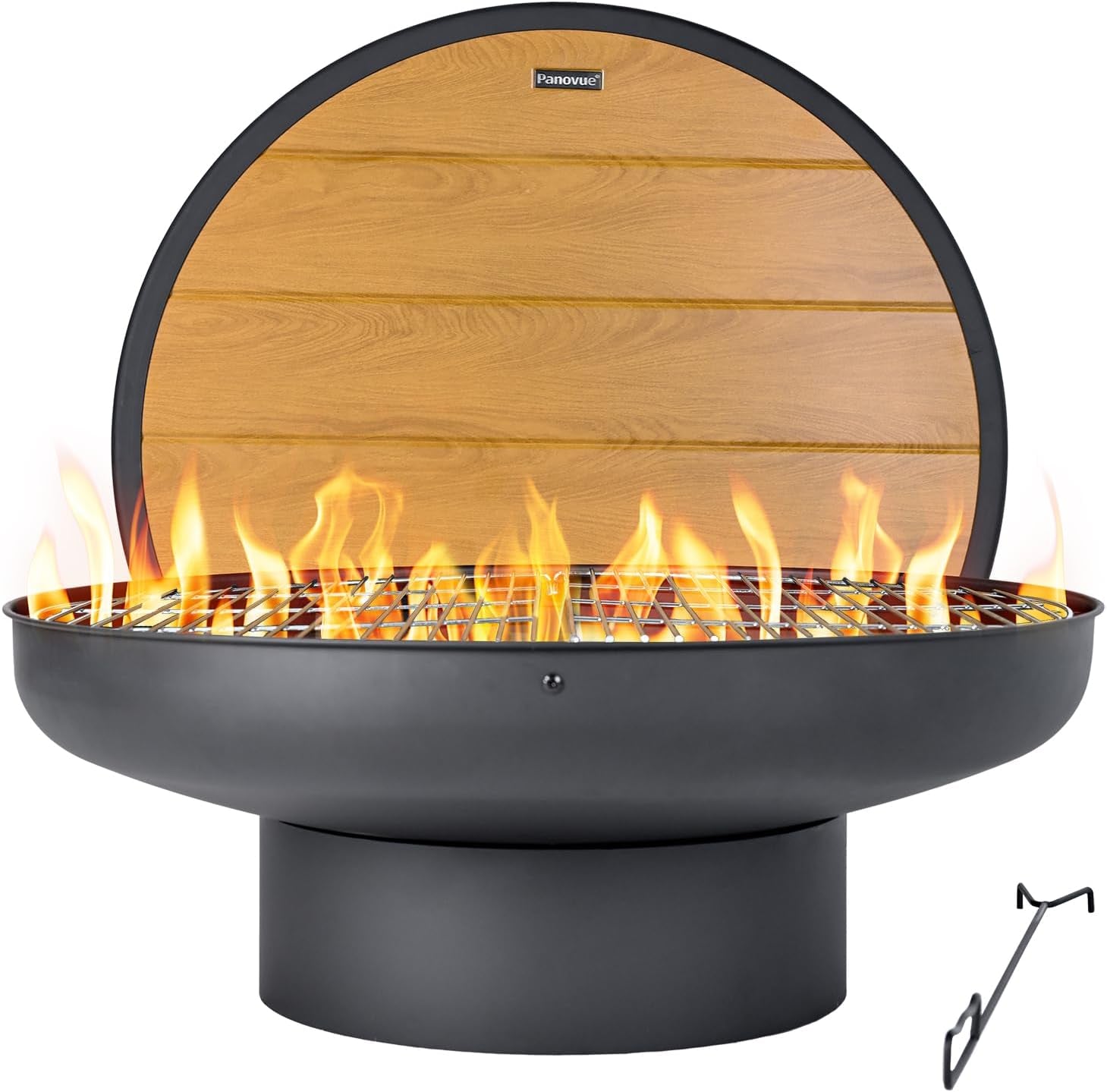 32In Fire Pit Table with Lid,Heavy Duty and Deep Fire Bowl,Outdoor Wood Burning BBQ Grill Firepit Bowl with Cover Lid, Fire Pit for outside Table for Backyard Bonfire Patio Picnic