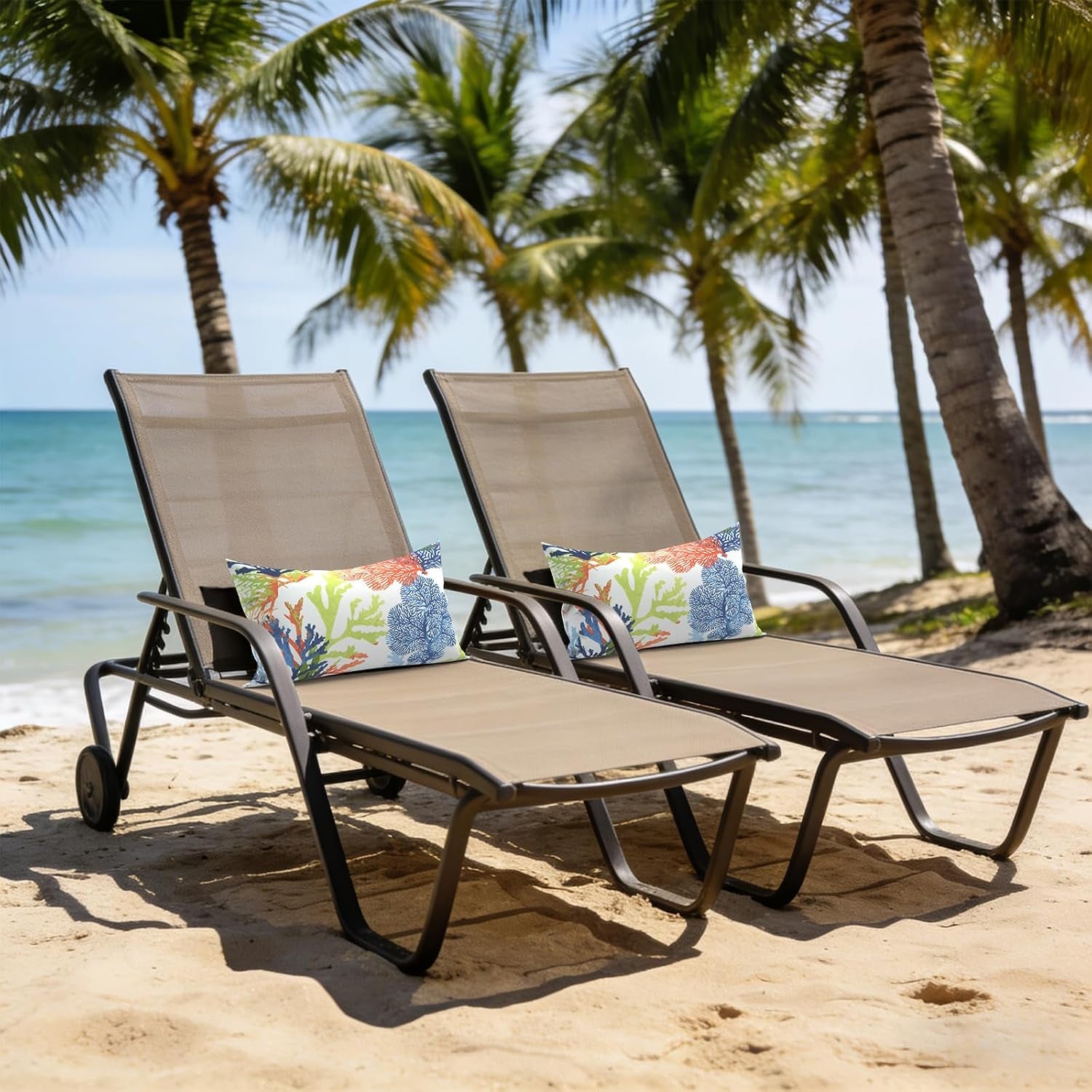 Outdoor/Indoor Lumbar Pillow Covers, Patio Fade Resistant Lumbar Pillow Cases ONLY, Tropical Lumbar Cushion Covers for Home and Garden Furniture Decor,12” X 20”, Pack of 2, Coral Multi