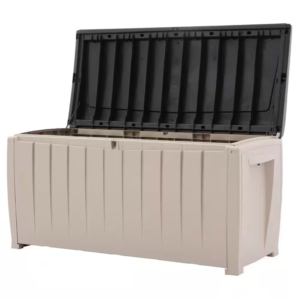 Novel 90 Gal. Durable Weatherproof Resin Brown Deck Box Organization and Storage for Outdoor Patio and Lawn