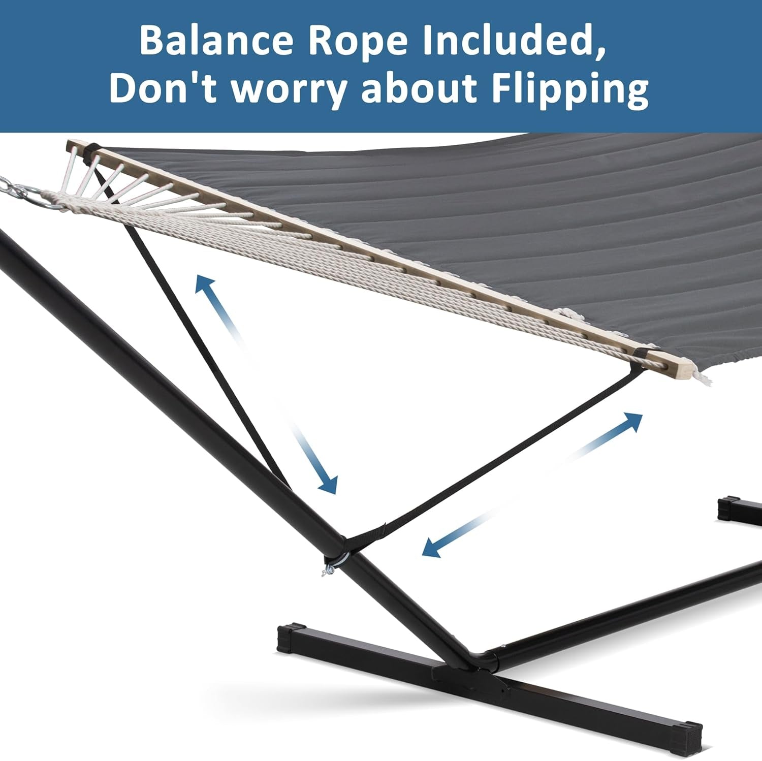 2 Person Hammock with Stand, Heavy Duty Portable Hammocks, 475 Lbs Capacity, Dark Grey