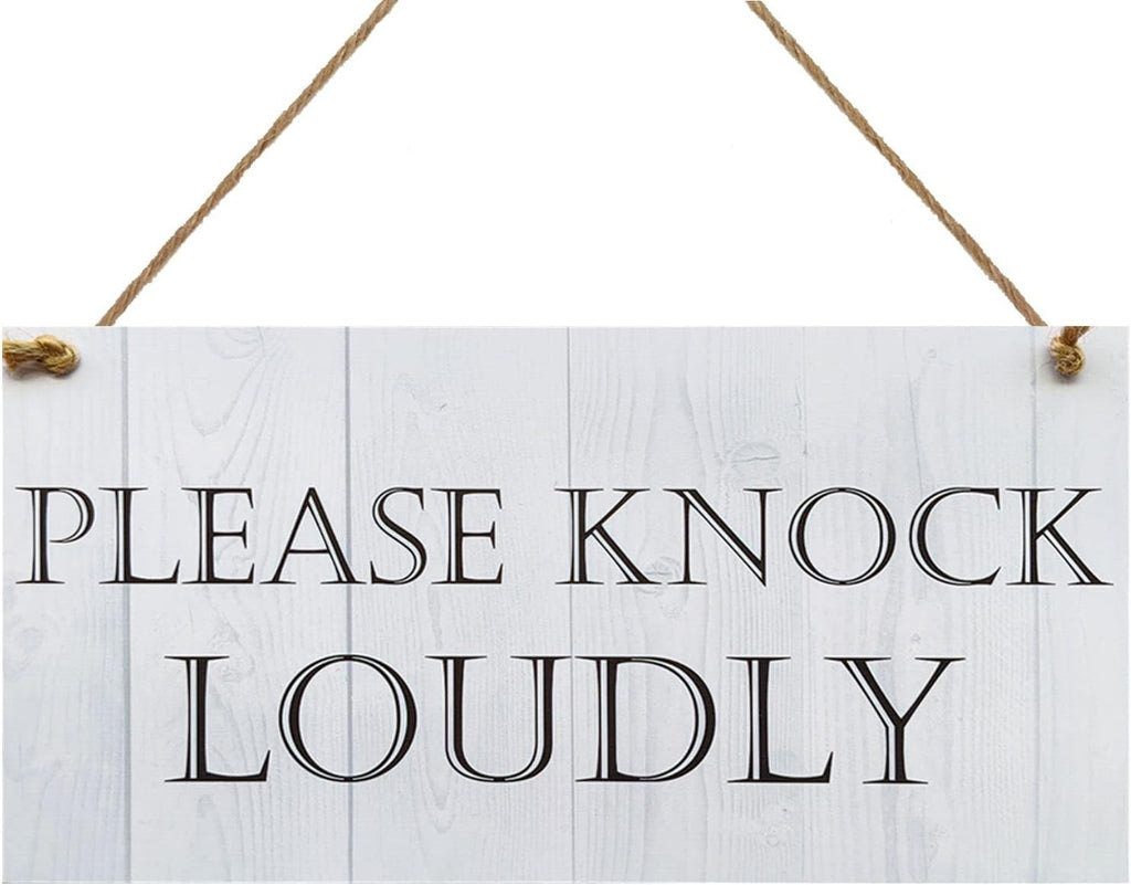Please Knock Loudly Hanging Door Sign Plastic Contempary Wall Decorative Plaque