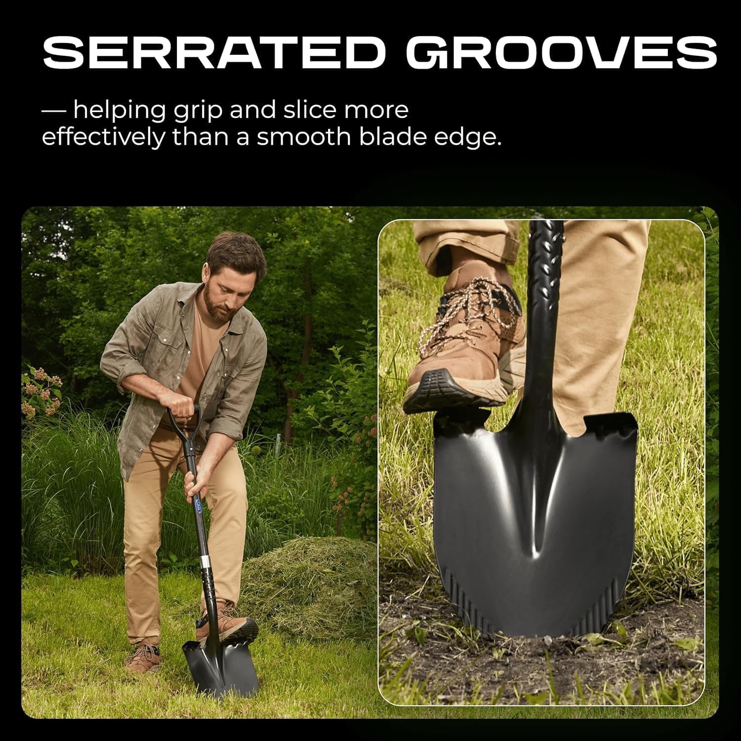 Carbon Garden Shovel for Digging 43 Inches, Cold Steel Heavy Duty Gardening Shovel with round Blade and Comfortable D Grip Spade Shovel for Gardening, Landscaping, Construction, round Blade
