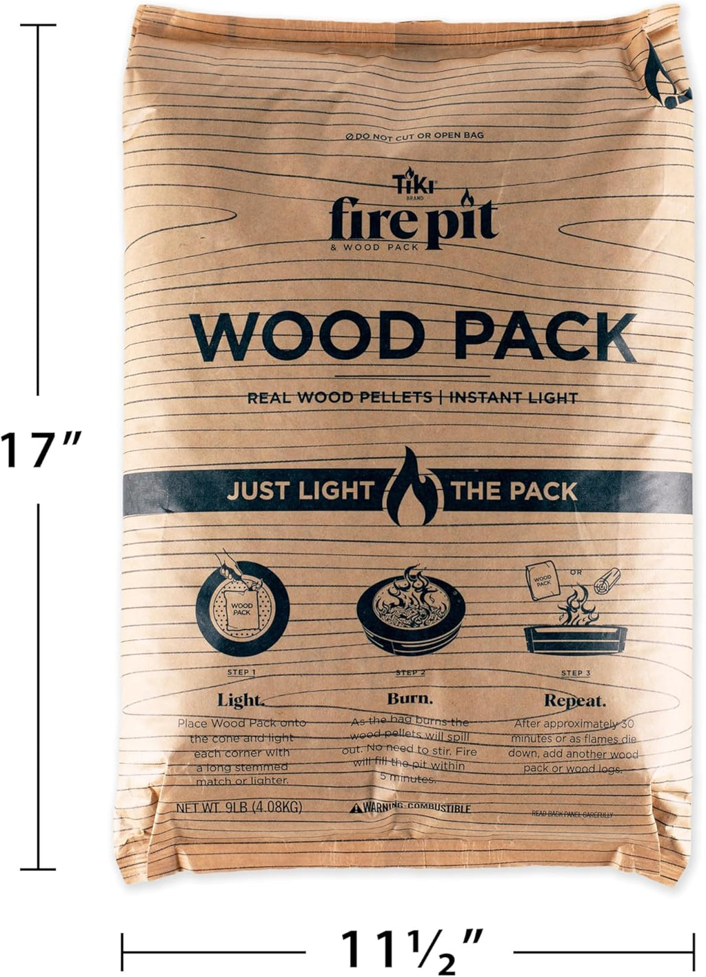 Wood Pellet Pack – 4-Pack Wood Pellets for Smokeless Fire Pits, Easy-To-Use Fire Pit Fuel for Outdoor Heating & Camping, 30+ Minute Full Flame Fire, Made in the USA
