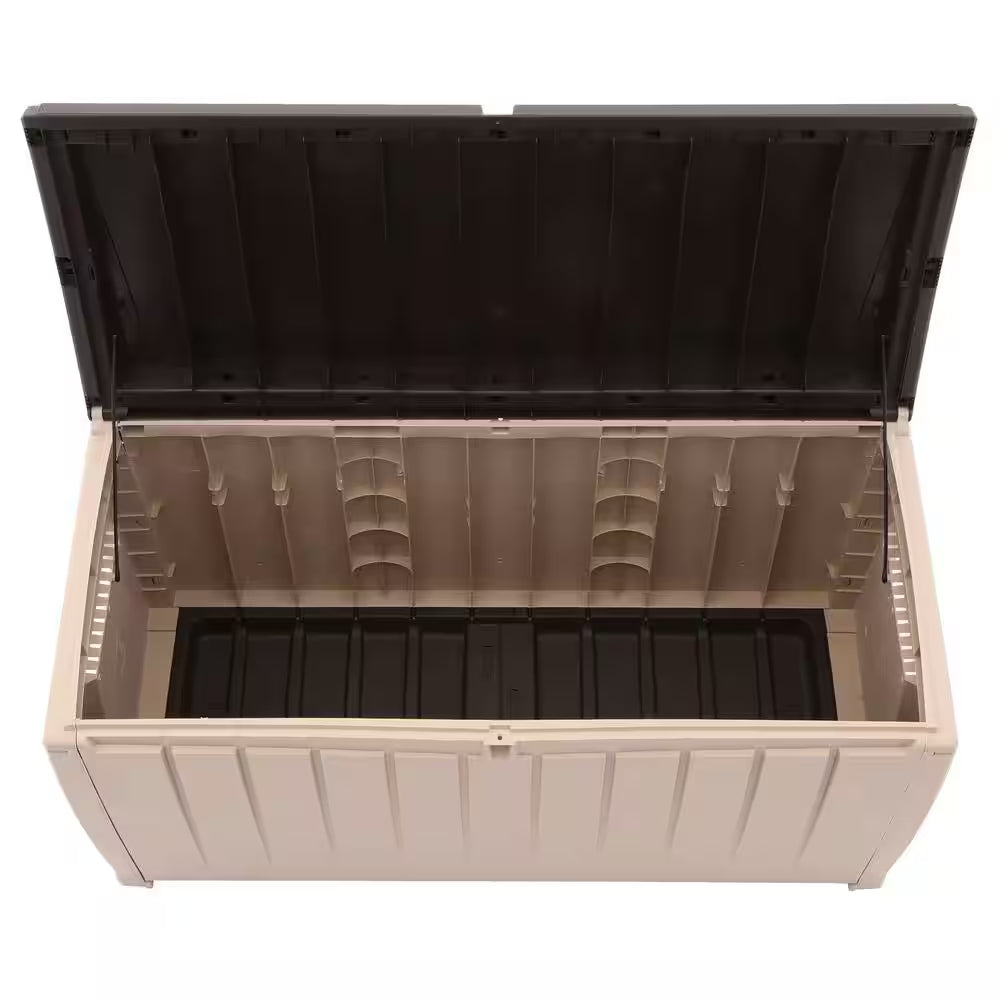 Novel 90 Gal. Durable Weatherproof Resin Brown Deck Box Organization and Storage for Outdoor Patio and Lawn
