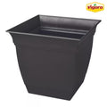 Mirabelle Small Black Plastic Square Planter with Drainage Hole and Attached Saucer (6 In. L X 6 In. W X 5.5 In. H)