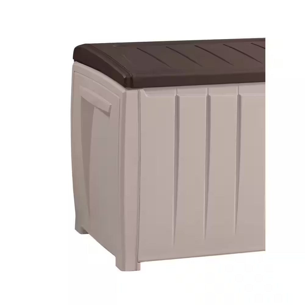 Novel 90 Gal. Durable Weatherproof Resin Brown Deck Box Organization and Storage for Outdoor Patio and Lawn