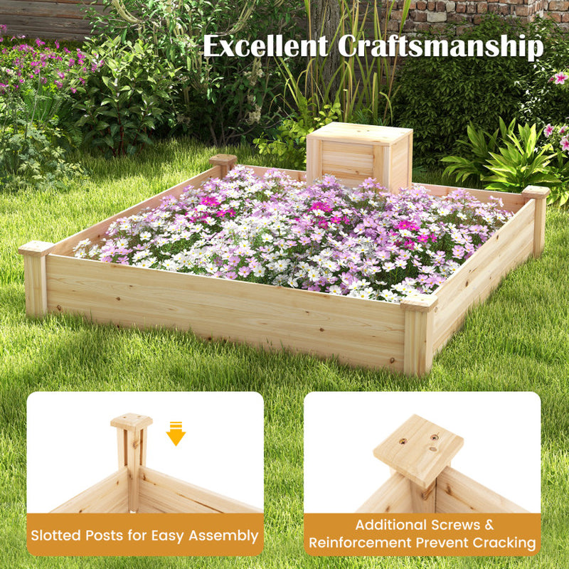 49 X 49 X 10 Inch Raised Garden Bed with Compost Bin and Open-Ended Bottom