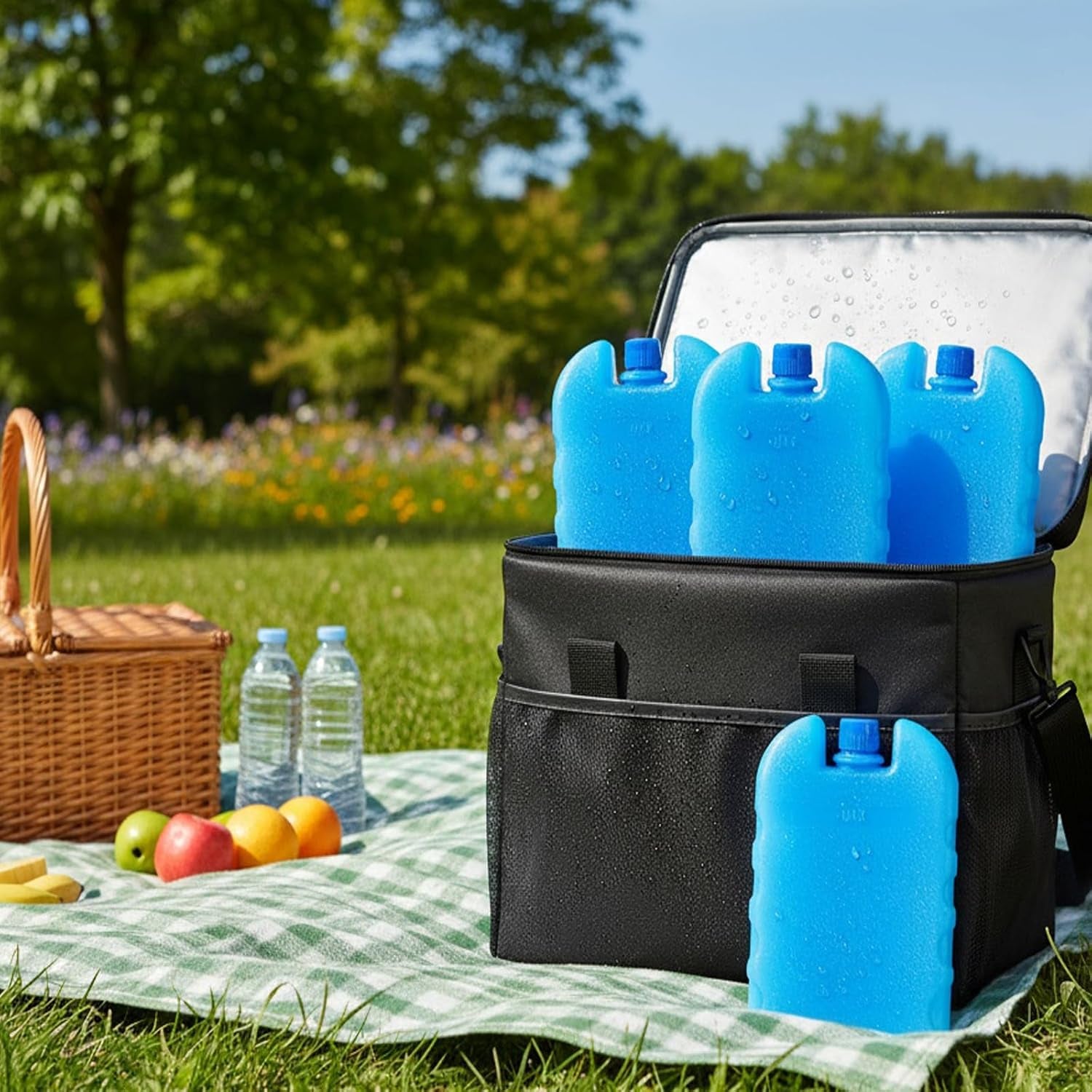 Reusable Refillable Ice Packs for Coolers | Freezer Packs for Lunch Boxes,Camping Supplies | Blue Ice Blocks for Coolers