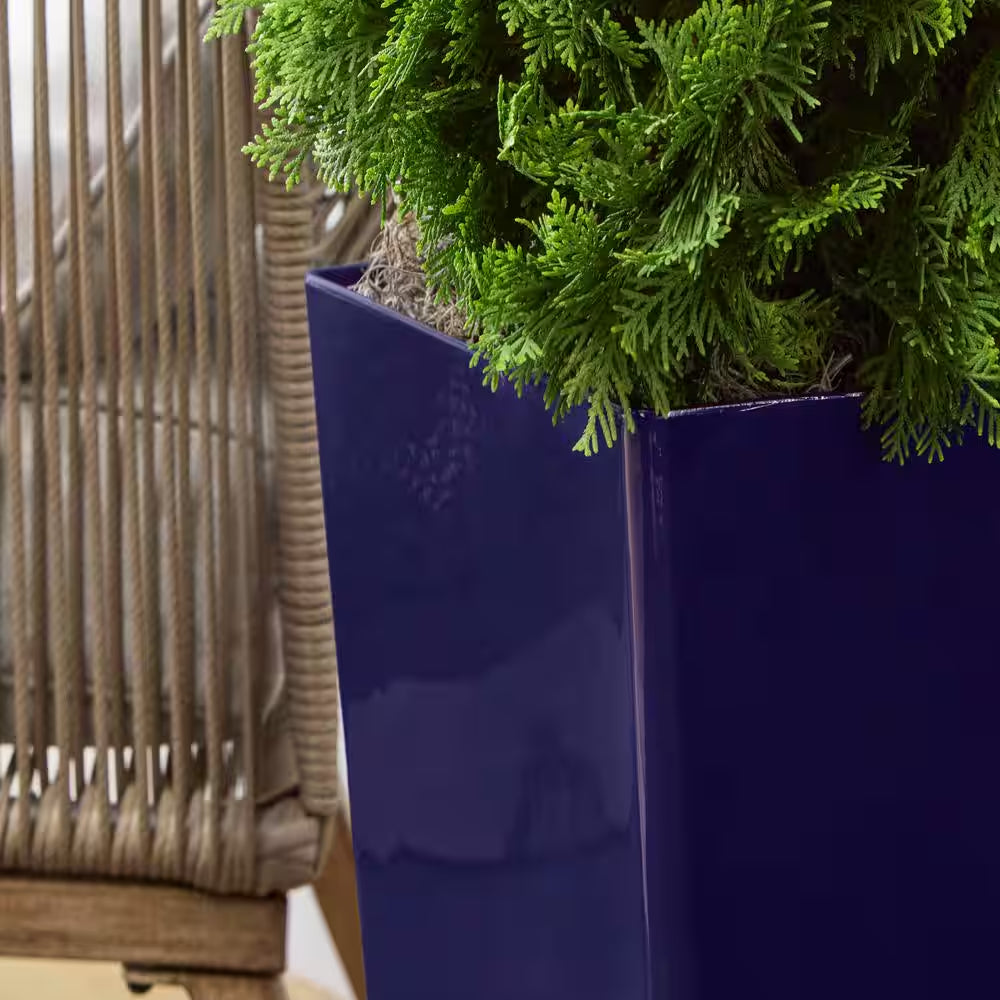 Harmony Medium Cobalt Blue Lightweight Tapered Plastic Planter (11.5 In. L X 11.5 In. W X 20 In. H)