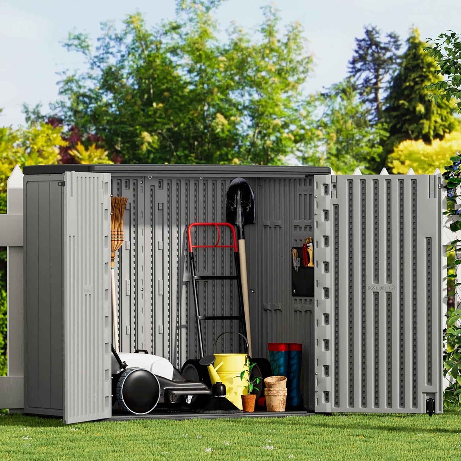 Large Outdoor Storage Box,Resin Sheds&Outdoor Storage Waterproof/Lockable,Outdoor Storage Cabinets for Balcony,Garage,Backyard (37Cu.Ft-Pale Grey)