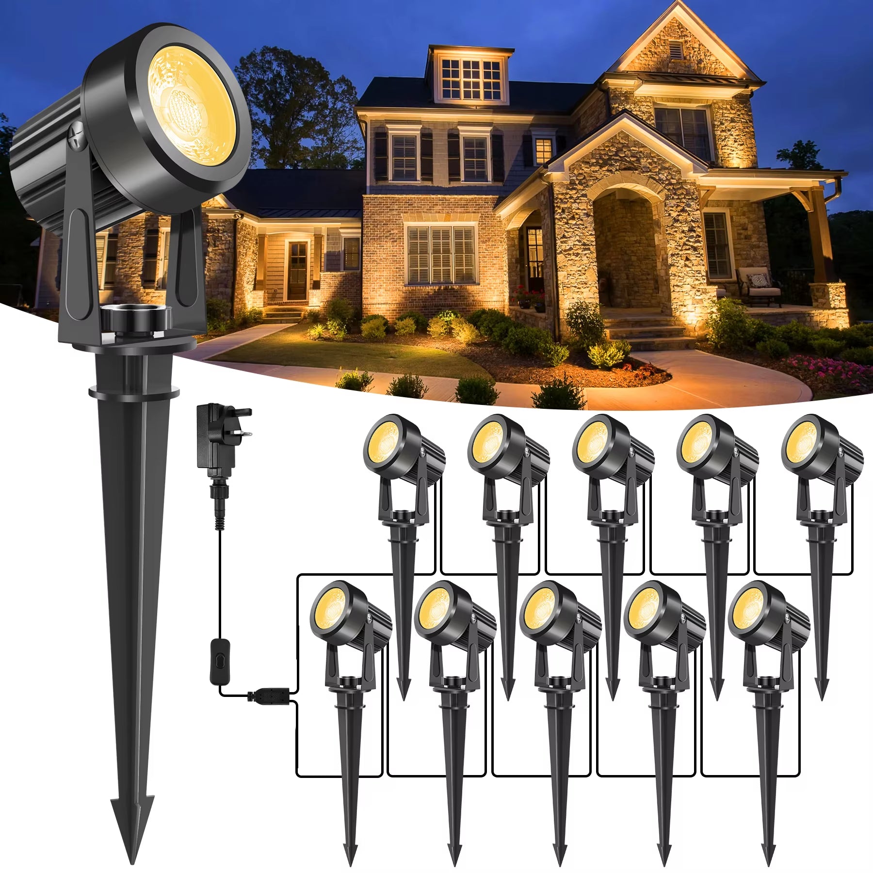 4/6/8/10 Lights Low Voltage Landscape Lighting 12V/27V Outdoor Lamp Garden Decoration Outdoor Lighting 800LM Landscape Light