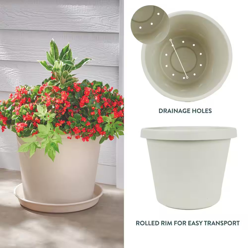 Antonella Medium Cottage Stone Plastic Planter with Drainage Hole (10 In. L X 10 In. W X 8 In. H)