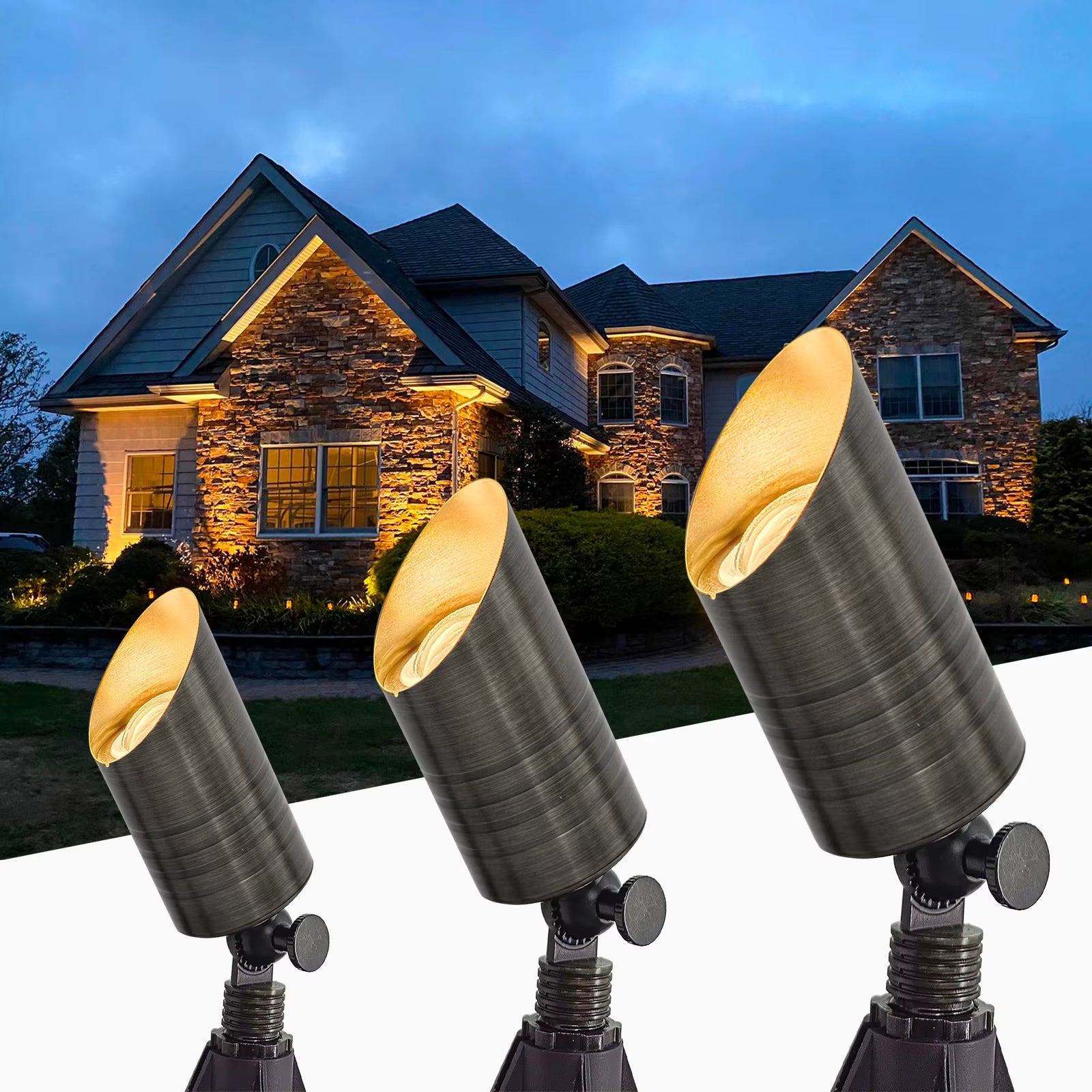 Cast Brass Smart Outdoor Spot Lights Antique Bronze Landscape Lighting Low Voltage for Outdoor Lighting Low Voltage