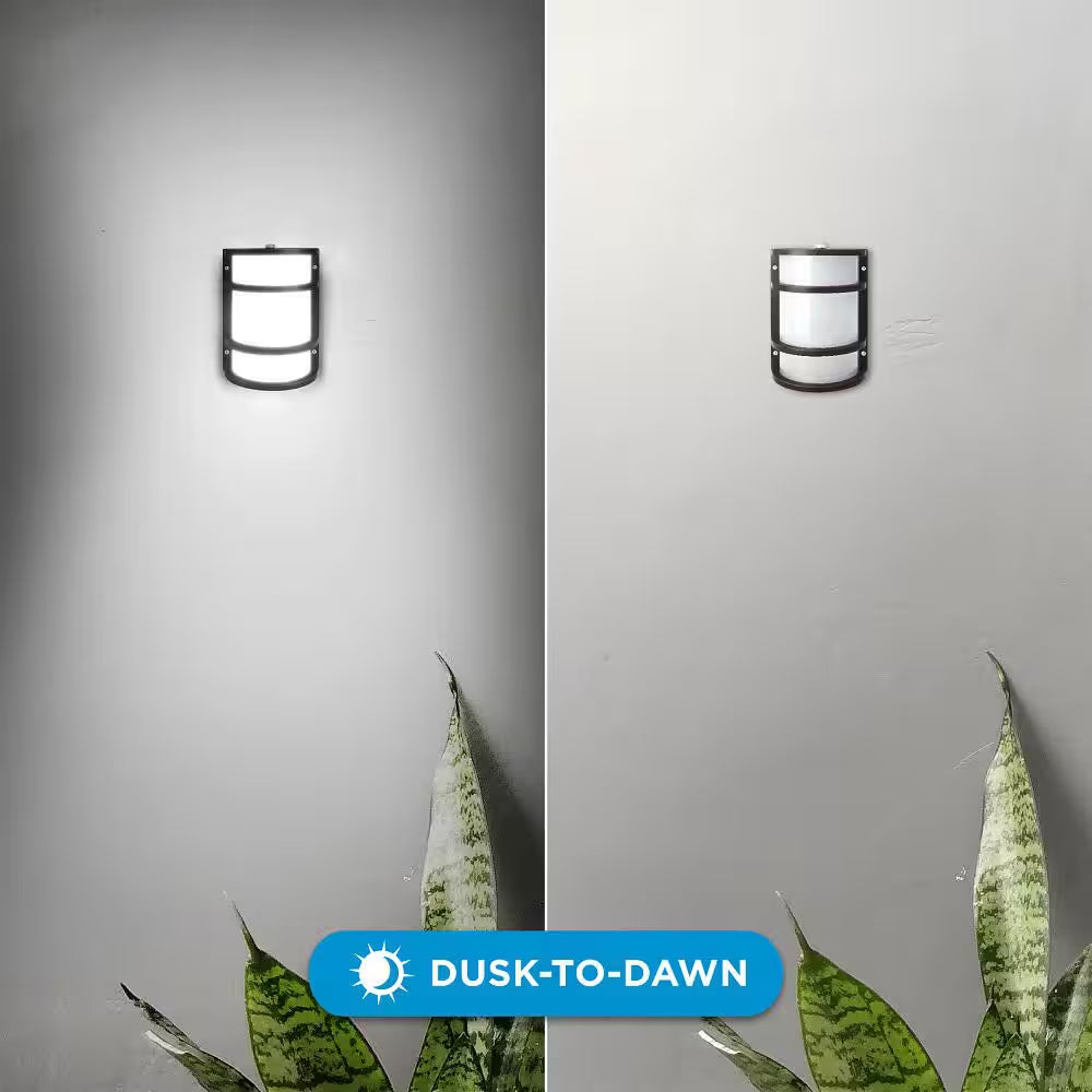 850 Lumens Integrated LED Bronze Dusk to Dawn Half Moon Security Wall Pack Light, 4000K