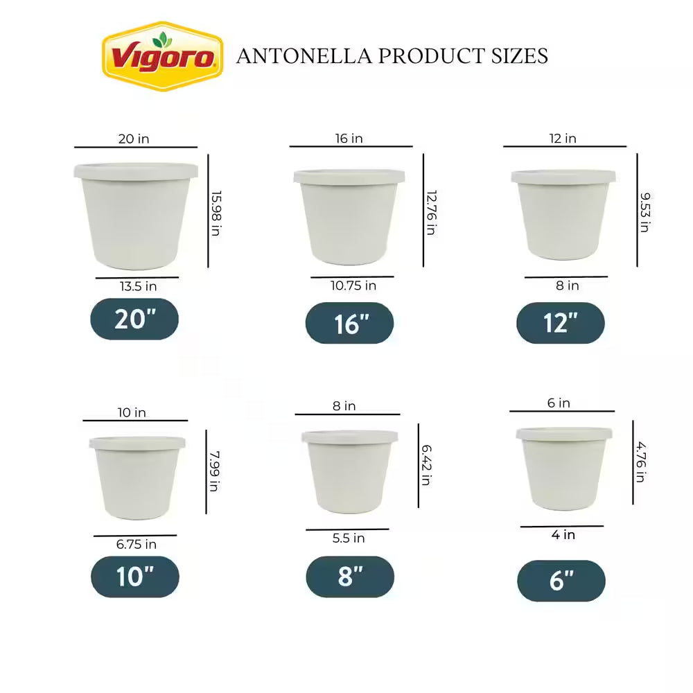 Antonella Medium Cottage Stone Plastic Planter with Drainage Hole (10 In. L X 10 In. W X 8 In. H)