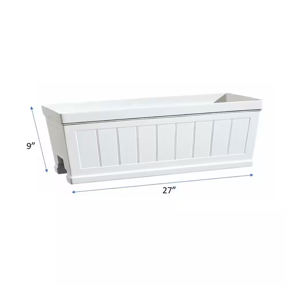 Eden Medium White Resin Lightweight Deck Rail Planter Box (28 In. L X 12 In. W X 12 In. H)