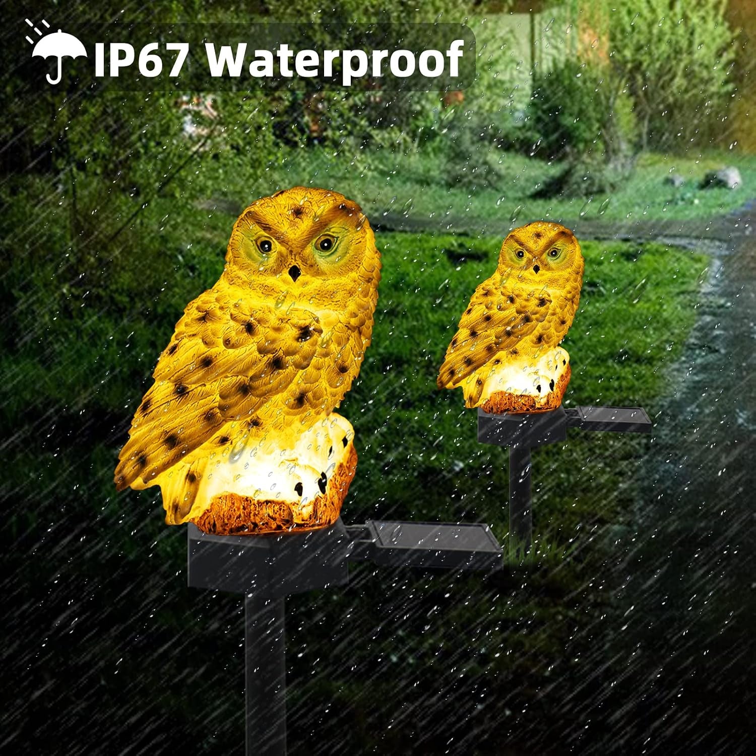 Solar Garden Stake Lights - 2 Pack Owl Solar Lights Outdoor Garden,Ip67 Waterproof Warm White LED Solar Stake Lights for Garden, Patio, Yard, Lawn, Walkway Decoration(White)