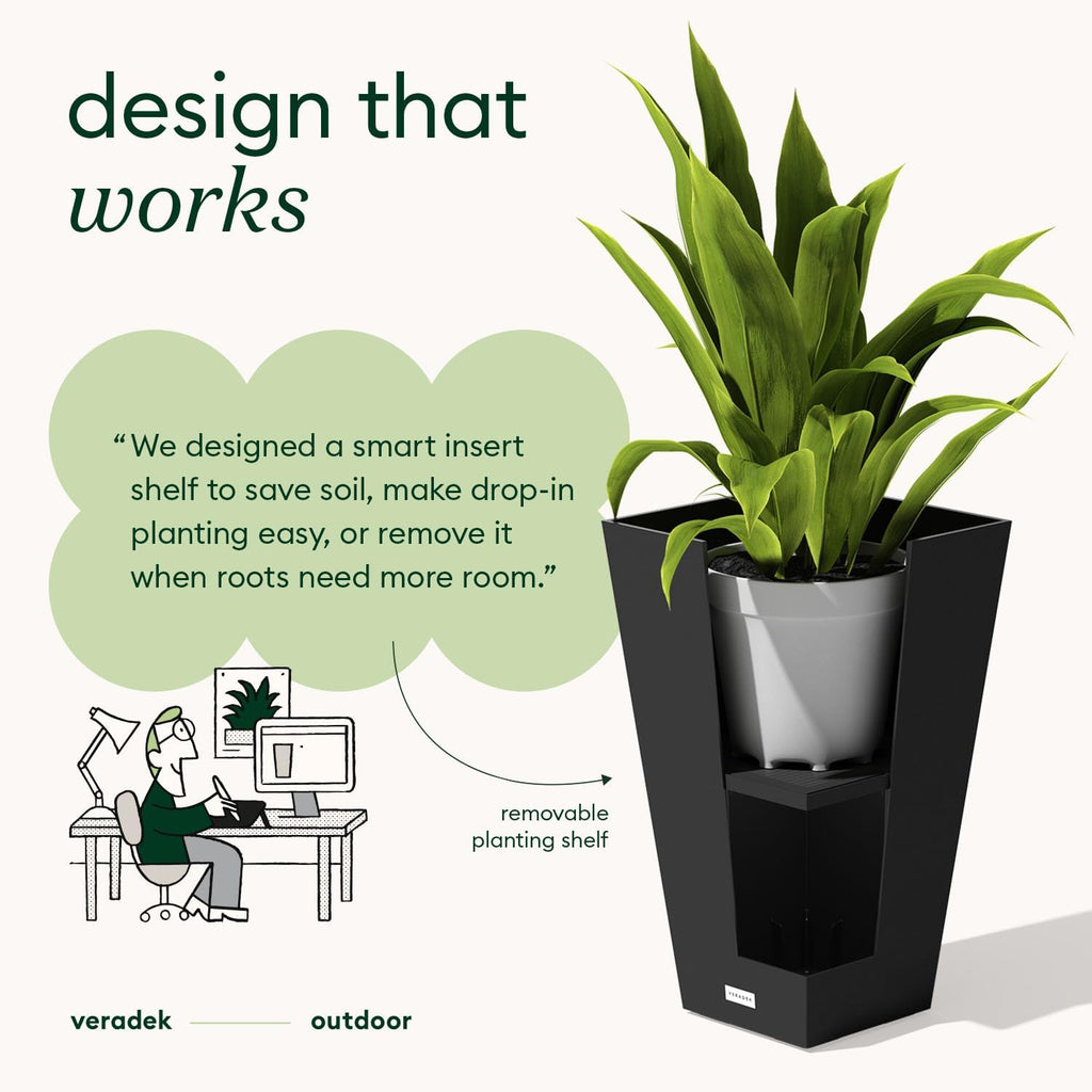 V-Resin Indoor/Outdoor Taper Planter (26 Inch, Black)