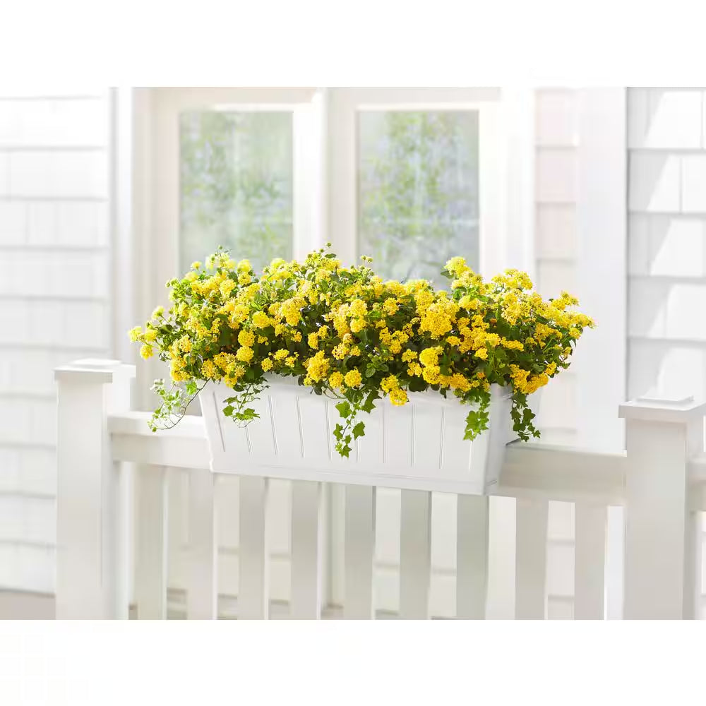 Eden Medium White Resin Lightweight Deck Rail Planter Box (28 In. L X 12 In. W X 12 In. H)