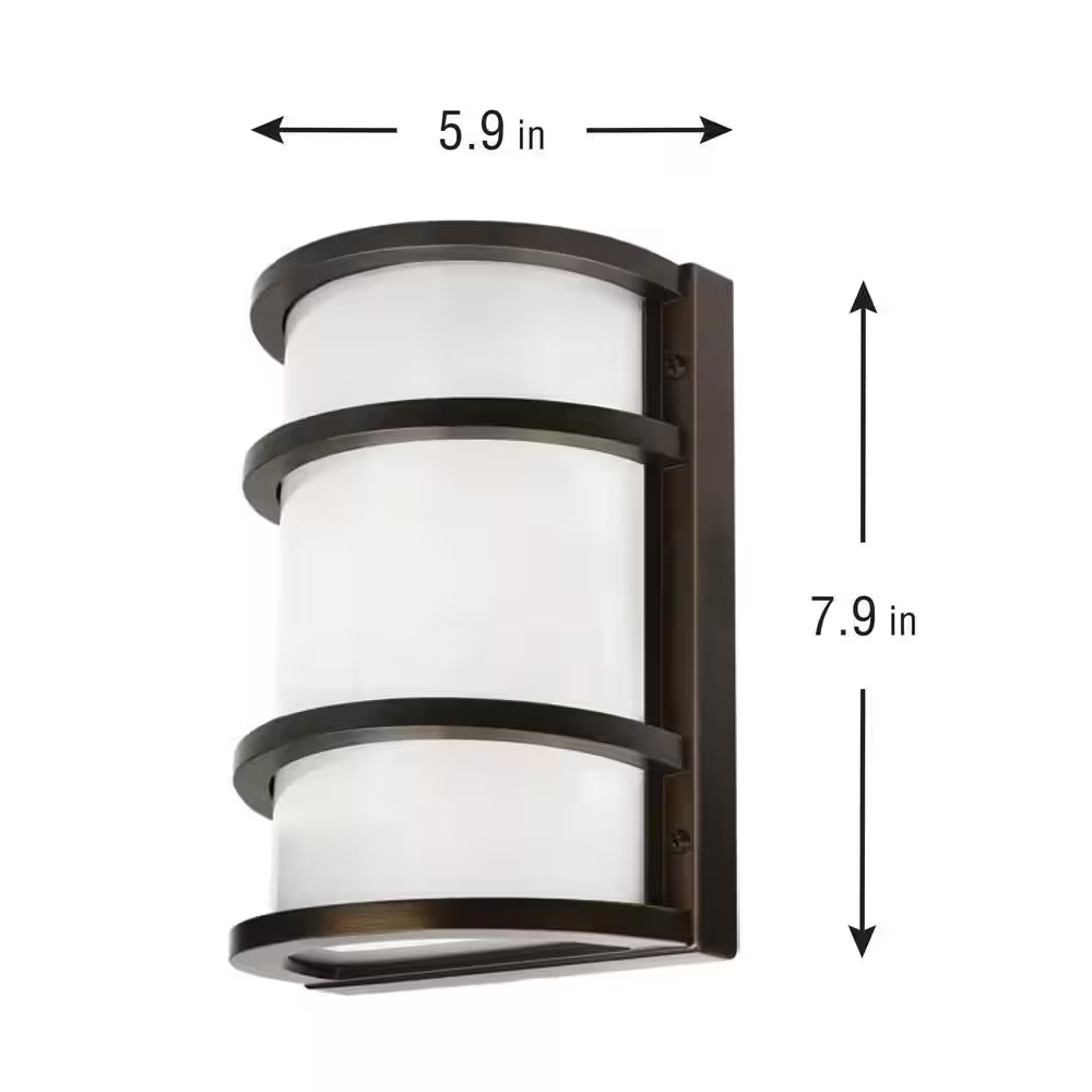 850 Lumens Integrated LED Bronze Dusk to Dawn Half Moon Security Wall Pack Light, 4000K