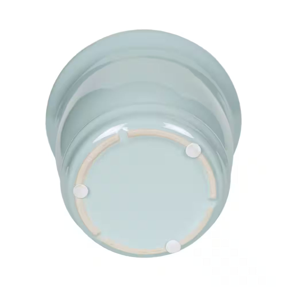 Coralie Small Seabreeze Blue Ceramic Planter with Drainage Hole and Attached Saucer (6 In. L X 6 In. W X 5 In. H)
