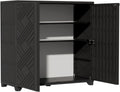 Indoor/Outdoor Storage Cabinet Waterproof, 34"X15"X34" Plastic Outdoor Storage Box for Garden Balcony Bathroom, All Weather Outdoor Storage Clearance, DIY Usage, with 2 Shelf (Black)