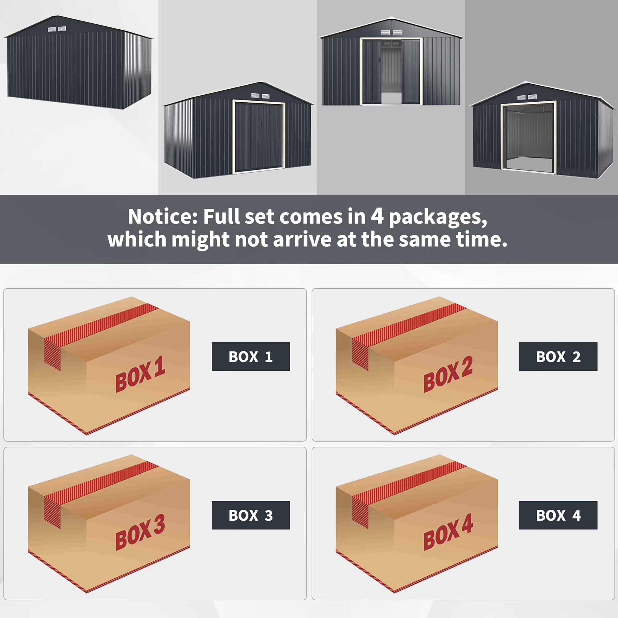 Metal Storage Shed for Garden and Tools W/Sliding Double Lockable Doors