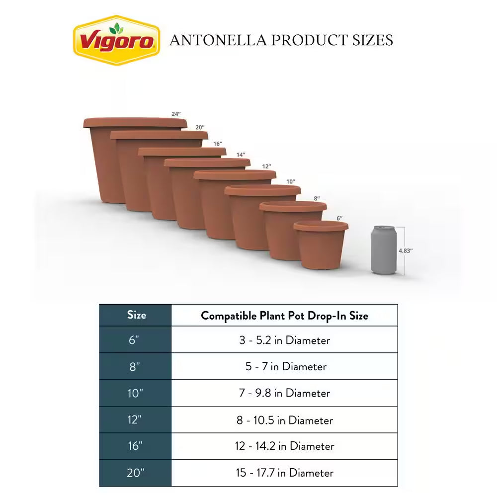 Antonella Medium Cottage Stone Plastic Planter with Drainage Hole (10 In. L X 10 In. W X 8 In. H)