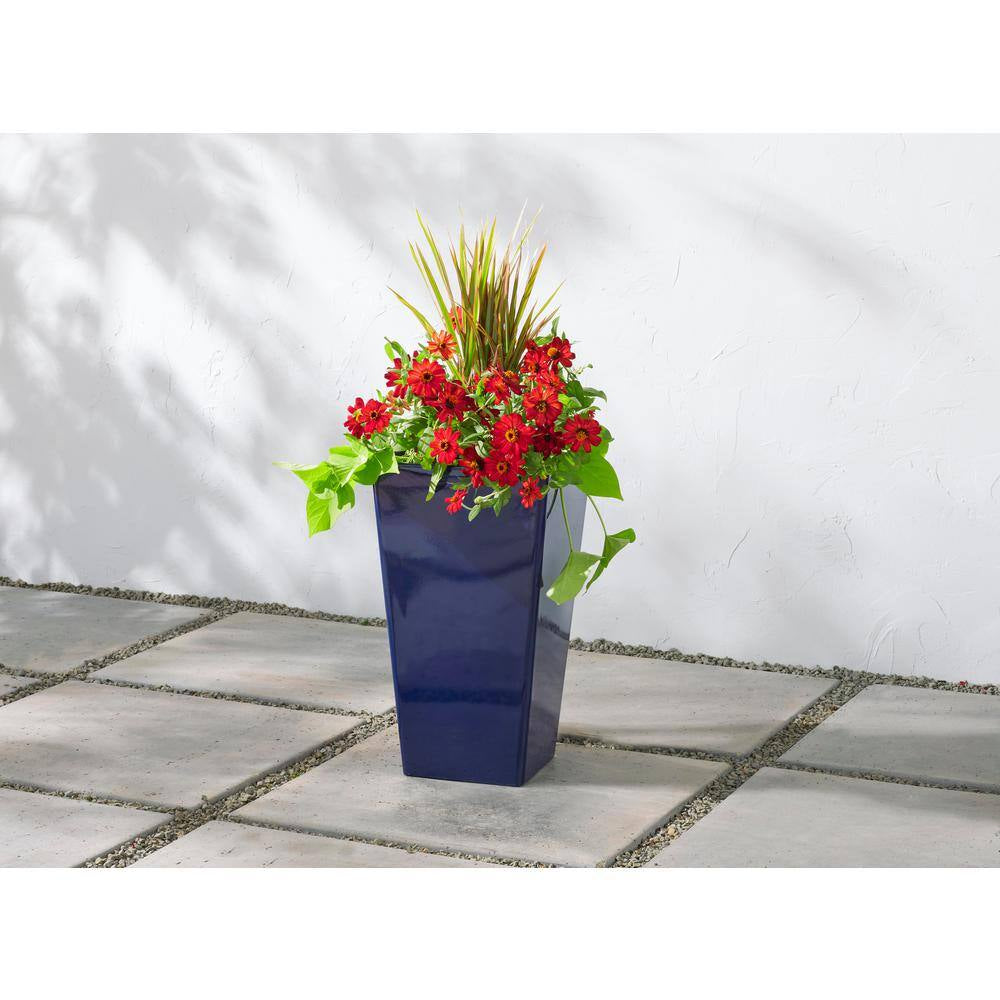 Harmony Medium Cobalt Blue Lightweight Tapered Plastic Planter (11.5 In. L X 11.5 In. W X 20 In. H)
